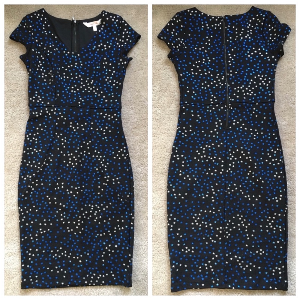 Marilyn Monroe Black and Blue Star Pencil Dress
